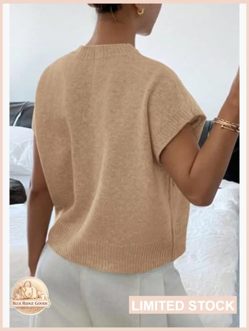 Trendy Knit Sweater Vest Short Sleeve Pullover Chic Spring Summer Fashion - Picture 4 of 7